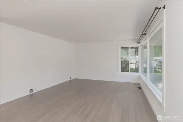 Living room view of large picture windows