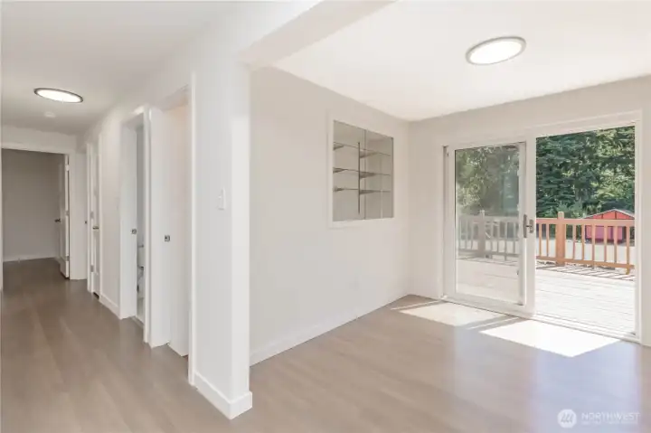 hallway on left to bedrooms and remodeled bathroom
