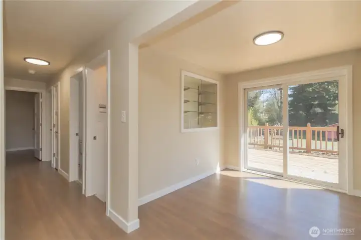 Informal eating area off kitchen with slider to deck