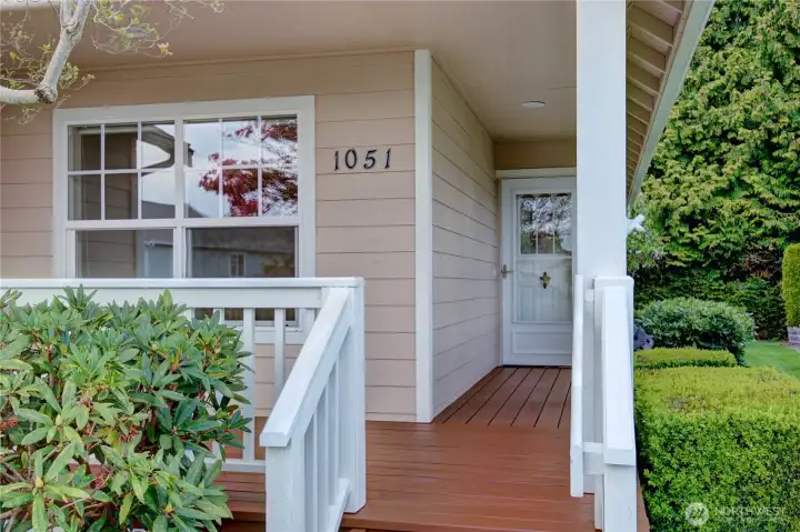 Welcome to 1051 Fidalgo Dr., Burlington - Sunny front porch with an awning for those bright days.