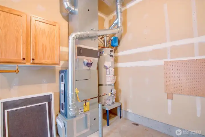 2 year old furnace with air scrubber.  Gas Hot Water Heater.