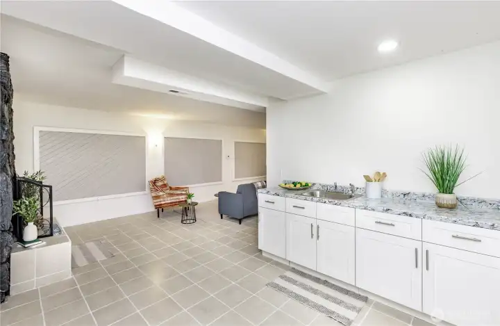 Great area w/sink & counter & cupboard space!