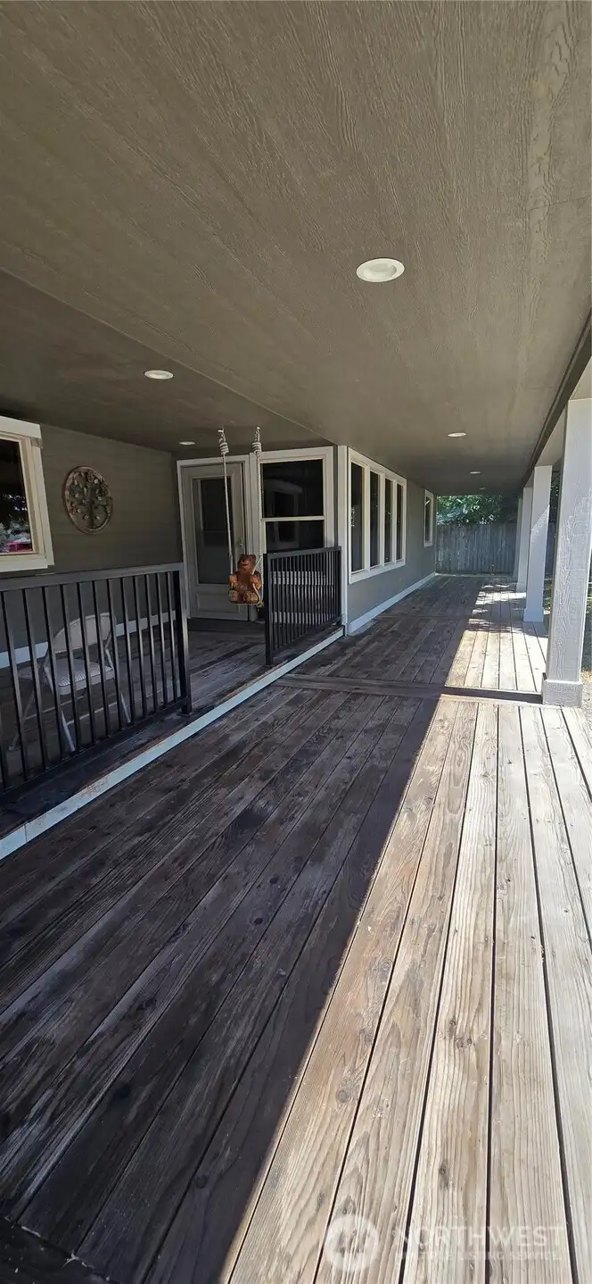 Covered deck and front porch area