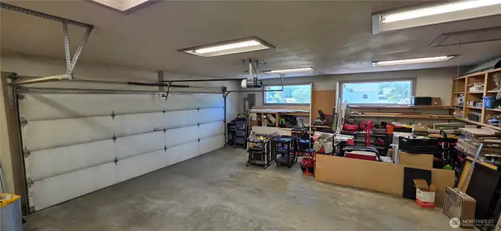Large 2 car garage with 18' door