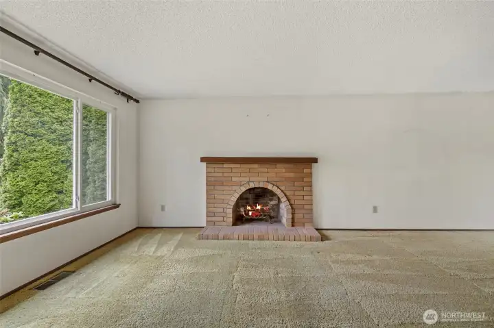 Cozy Wood-burning Fireplace. Cozy Wood-burning Fireplace.