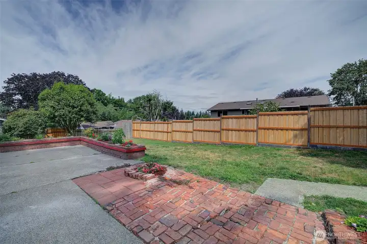 Nice back yard with patio and fenced yard Nice back yard with patio and fenced yard