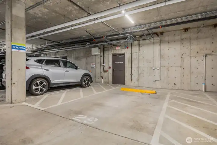 The home’s parking spot is conveniently located directly adjacent the the door that leads the the stairwell and elevator, making unloading the car a snap. You’ll also be able to avoid rain entirely on the wet days, if you prefer. The home’s parking spot is conveniently located directly adjacent the the door that leads the the stairwell and elevator, making unloading the car a snap. You’ll also be able to avoid rain entirely on the wet days, if you prefer.