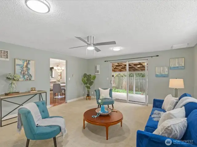 Spacious Family Room with great access to backyard Oasis ~