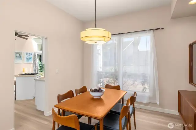Dining room has stylish new chandelier