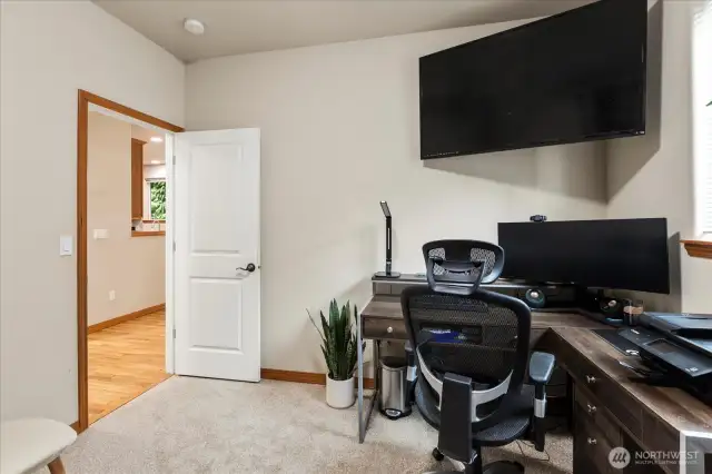 Tall ceilings in this main level bedroom
