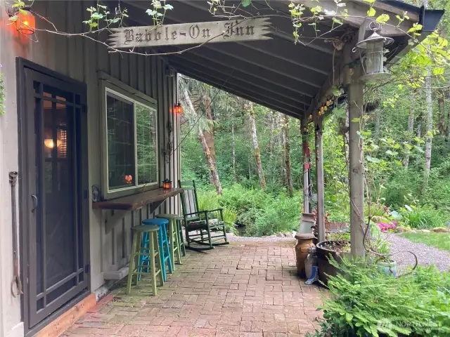 The tip out area opens up from the cottage