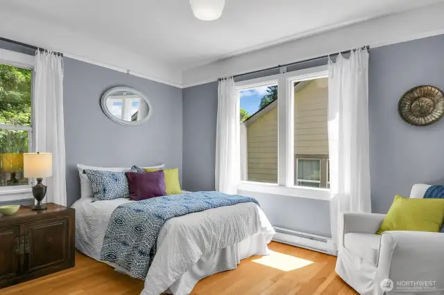 Nice size main floor corner bedroom. Check out the mirror as you walk in for peek Sound views!