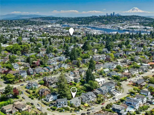 Located in quiet Sunset Hill (aside from the sea lions;) & a hop, skip & jump to the convenience of the Ballard business district with good dining & the year around Sunday Farmers Market.