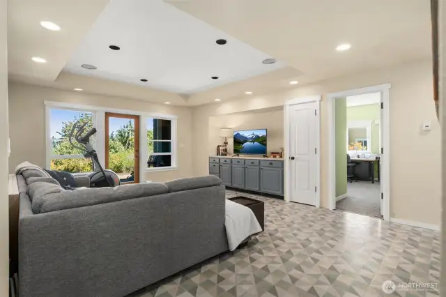Large Rec Room downstairs, opens onto a patio