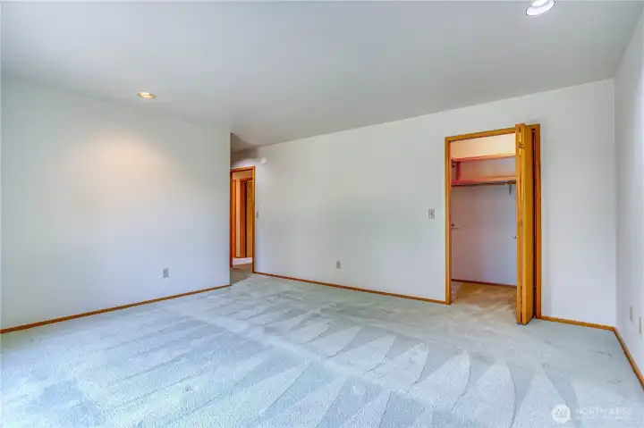 Primary bedroom with walk-in closet