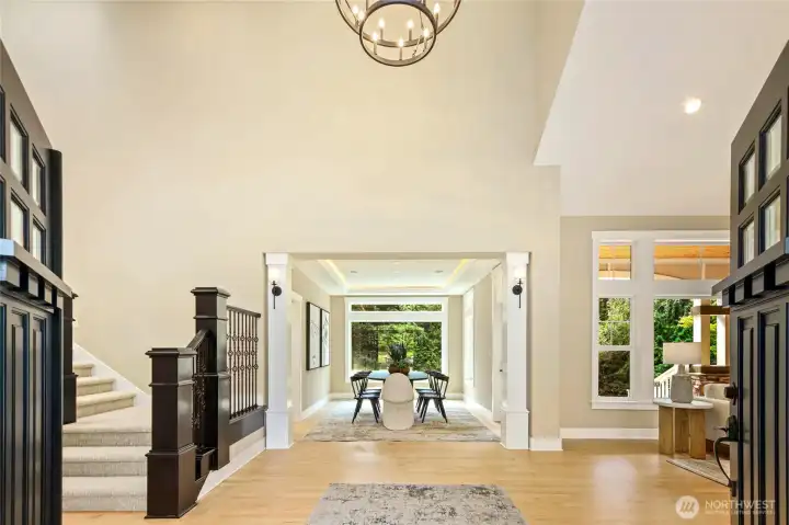 Vaulted entry flooded with light.