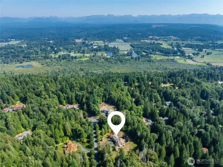 Stunning estate nestled on private 3.840-acre lot, featuring elegant architecture, lush landscaping, & serene surroundings.
