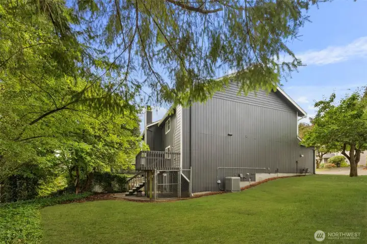 Left side of the townhome, view from corner of the property.