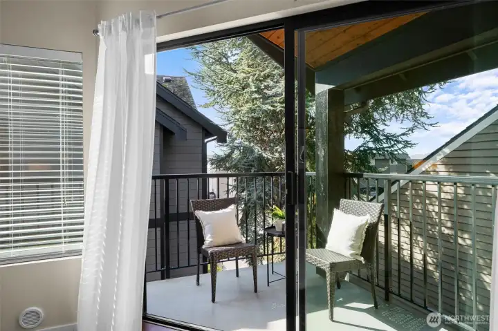 Covered view deck off the living room.