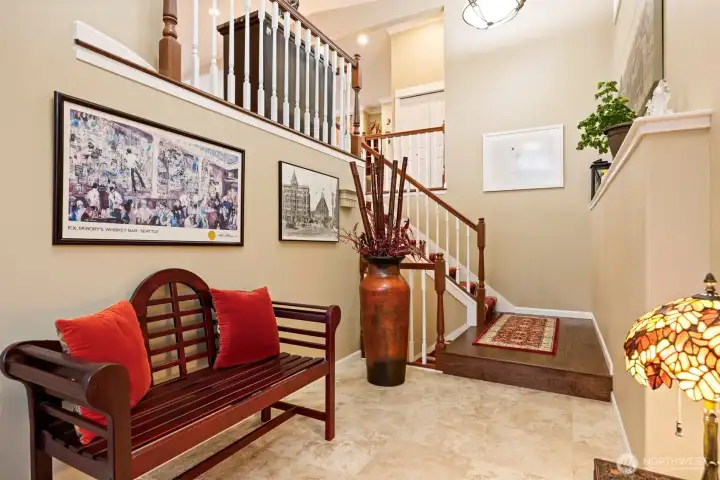 As you enter, the main floor has the living areas and primary suite, with additional beds and baths on the lower level with the family room.