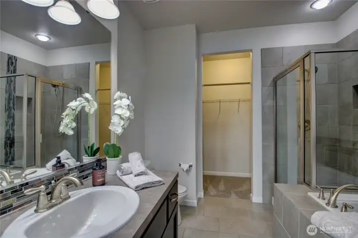 Master bathroom, with separate tub & shower.  Nice walk-in closet.