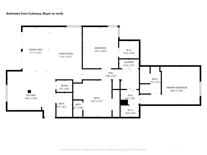 Estimates from Cubicasa, Buyer to verify