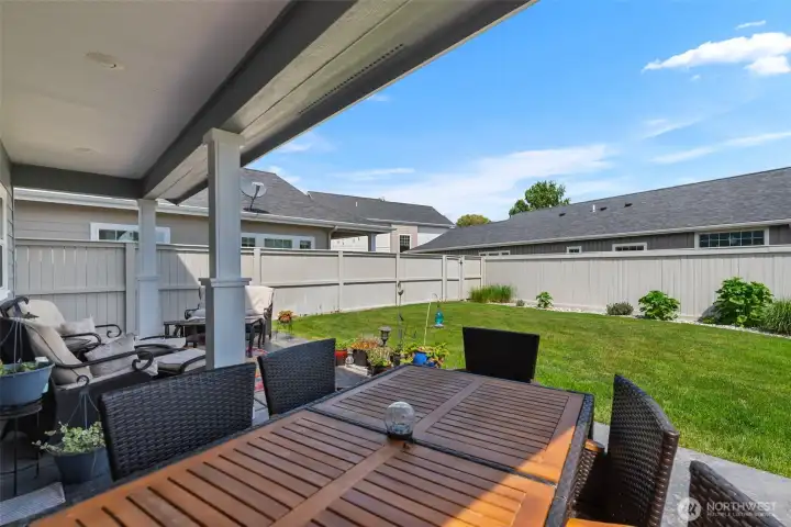 Eastern facing covered patio and private yard