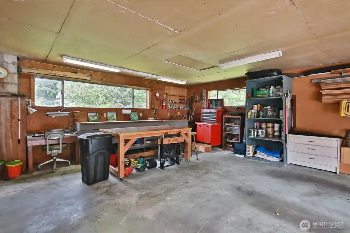 One of two separate garages on the property. One of two separate garages on the property.