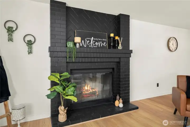 Cozy fireplace in a huge living room