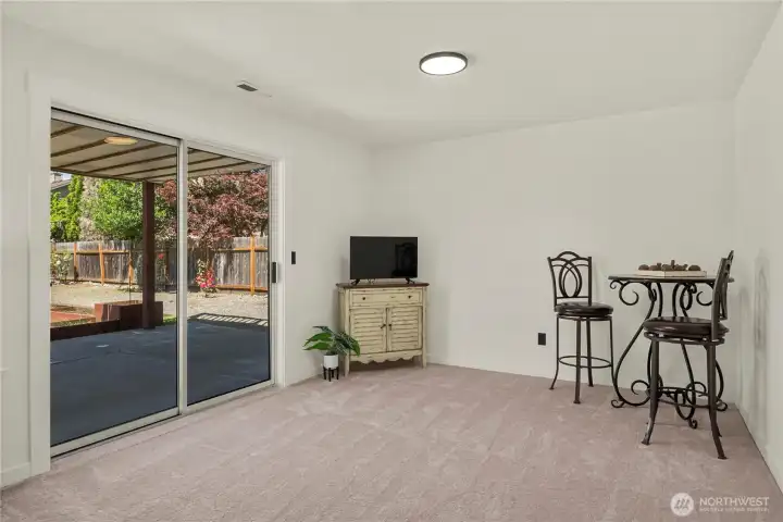 Family room that leads to the back yard