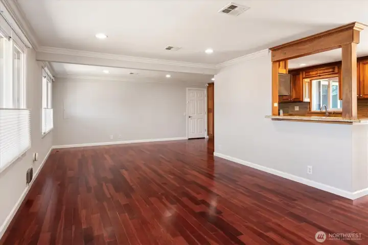 Living & Dining room from front door without staging.