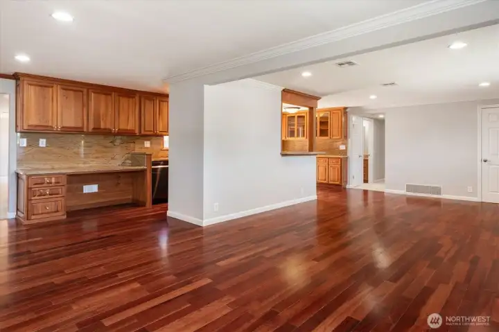 Additional angle of living and dining room.