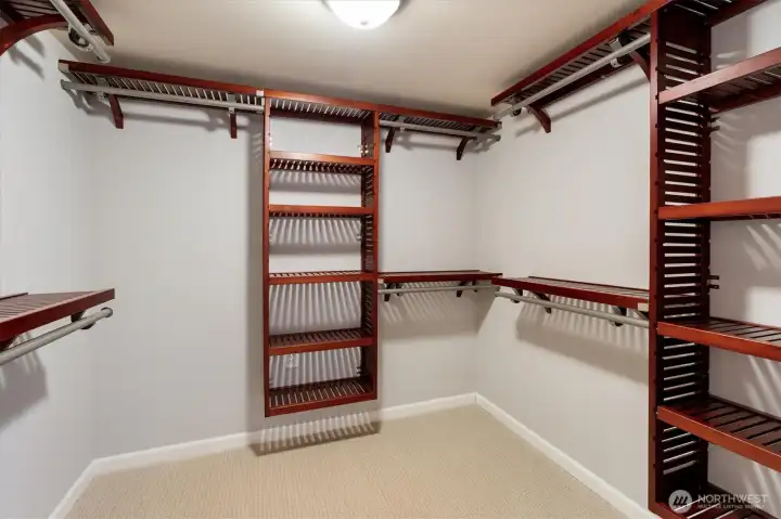 Expansive walk-in closet.