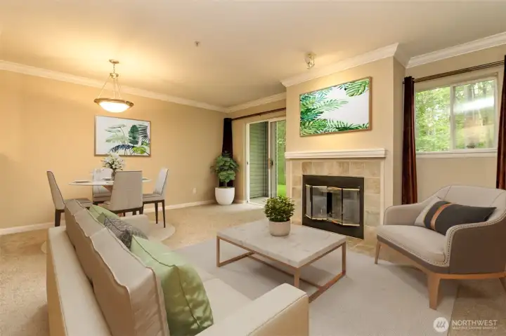 Enjoy the wood-burning fireplace. Virtually staged.