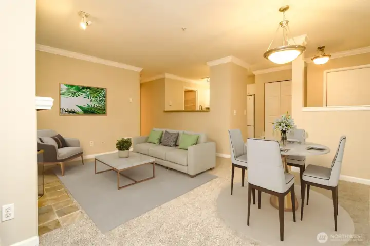 Brand new carpet throughout living area. Virtually Staged