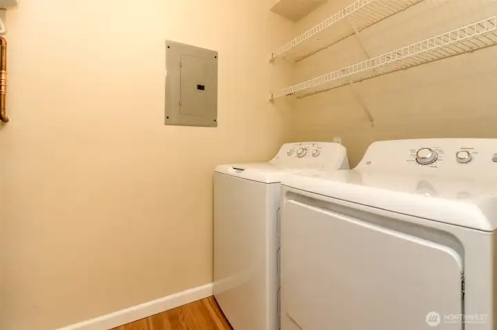 Washer and dryer in unit.