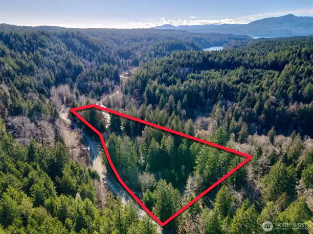 Overhead view with approximate boundaries in red.
