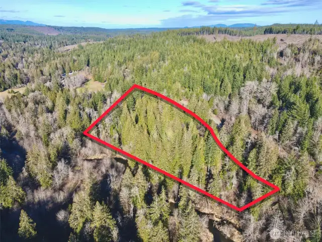 Overhead view with approximate boundaries in red.