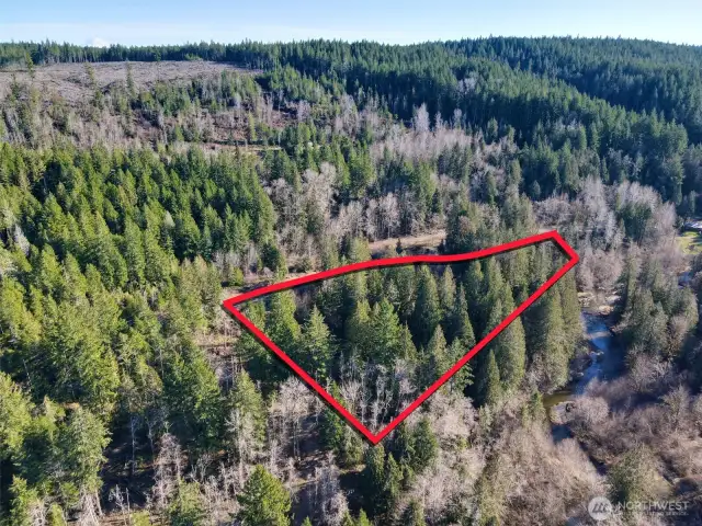 Overhead view with approximate boundaries in red.
