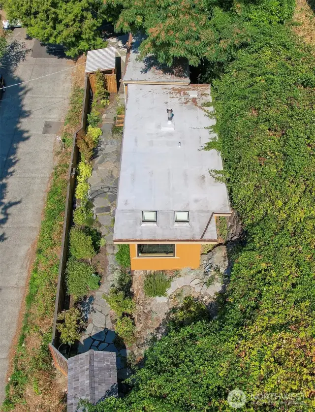 Drone view of Main (south) home looking north, top of photo.