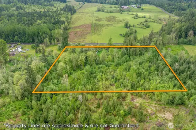 Arial View, Rear of Property with Lines