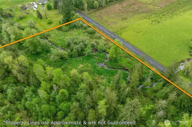 Arial View Above Property from Rear with Lines