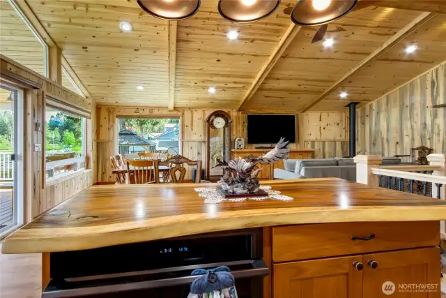 From kitchen into living area.