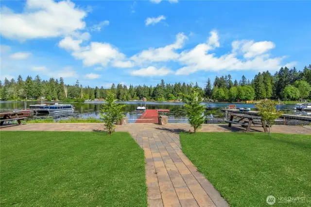View down walkway to dock.