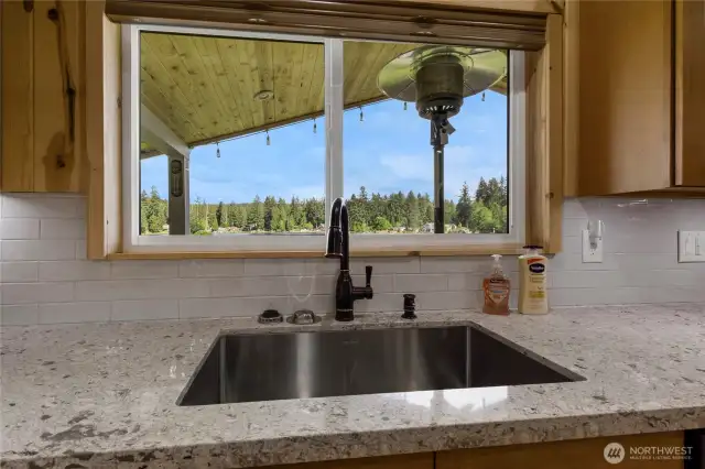 Kitchen sink with view.