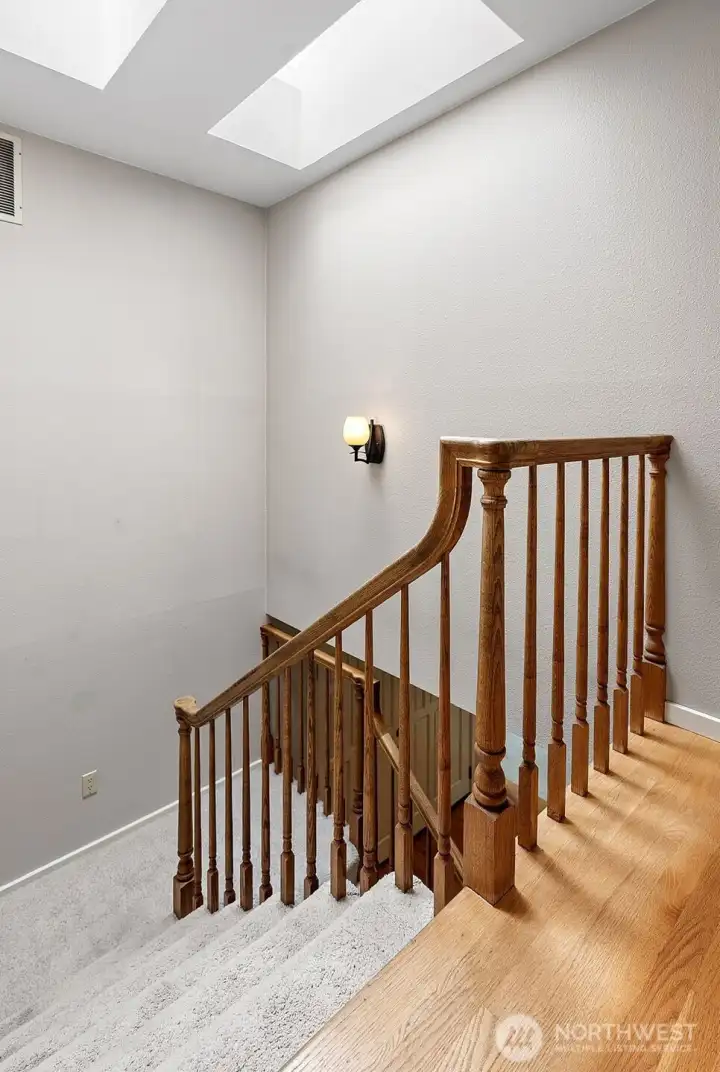 Stairwell with skylights.