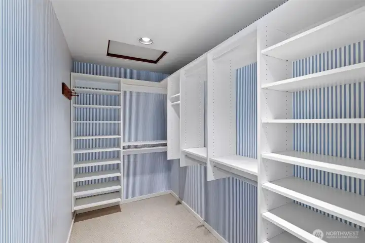 Walk-in closet off the primary bedroom.