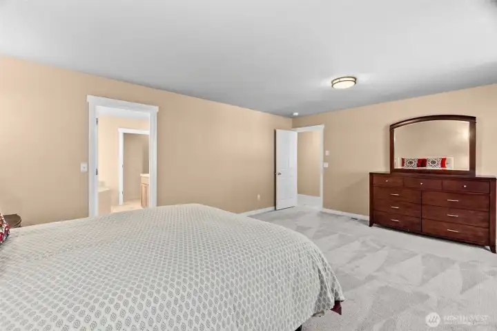 Wonderfully large primary bedroom with 5 piece primary bathroom with a big walk in closet.