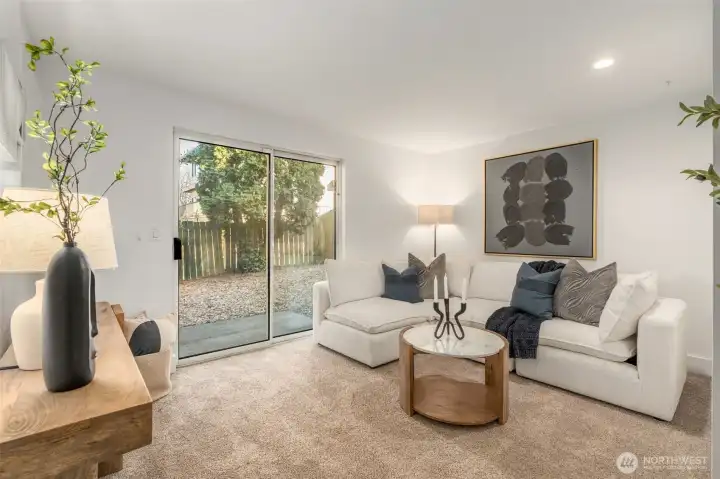 Third bedroom that can also be a lounge, media room or second living room. Access to the back yard for bbq's, pups or gardening.