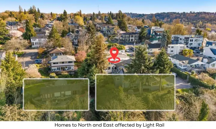 Picture showing which homes will be removed for light rail